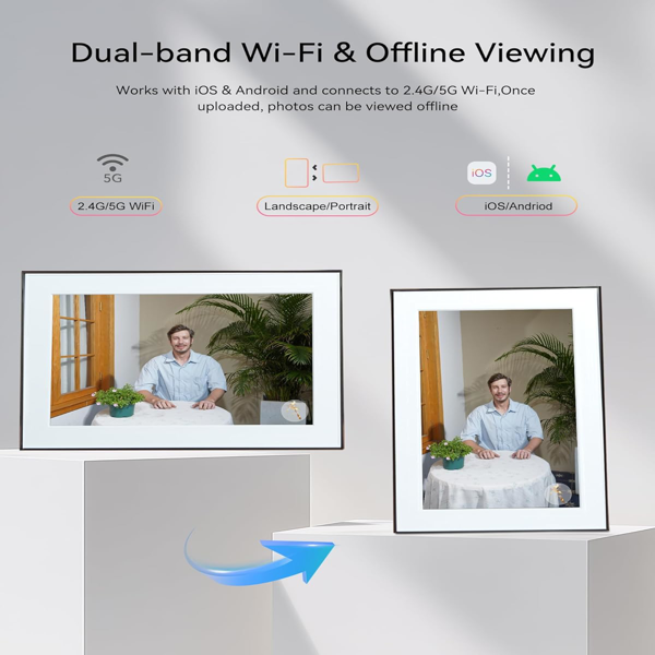 Homture AI智能相框，10.1英寸数字相框搭载AI照片动态效果，1080P全高清触控屏WiFi相框，让老照片焕发新生，无限免费云存储，献给家人与挚爱的心意之礼-7
