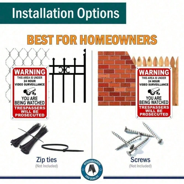 CIFbuy 全天候监控警示牌 坚固金属庭院安防标牌 室内外通用（TikTok、temu下自提）-8