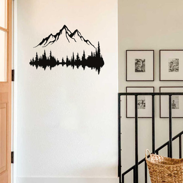 CIFbuy大号黑色铁制山树浮雕壁画两件套 客厅卧室墙面装饰品（TikTok、temu下自提）-1