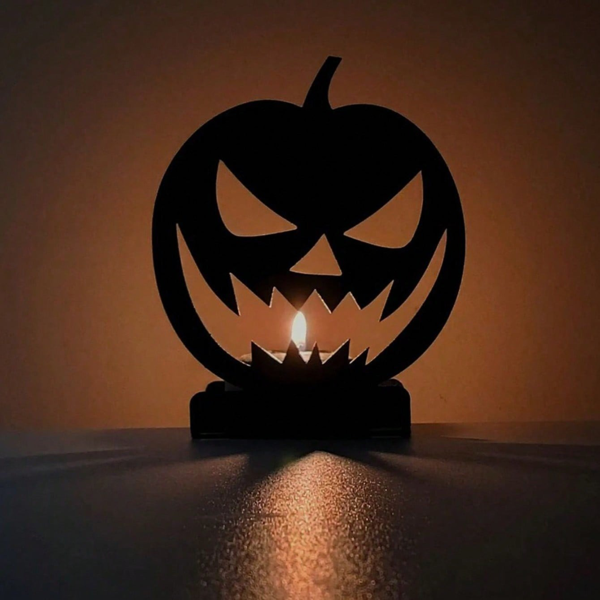 CIFbuy哥特风格万圣节南瓜烛台，经典黑色蜡烛架，恐怖鬼屋家居装饰中心摆件（TikTok、temu下自提）-3