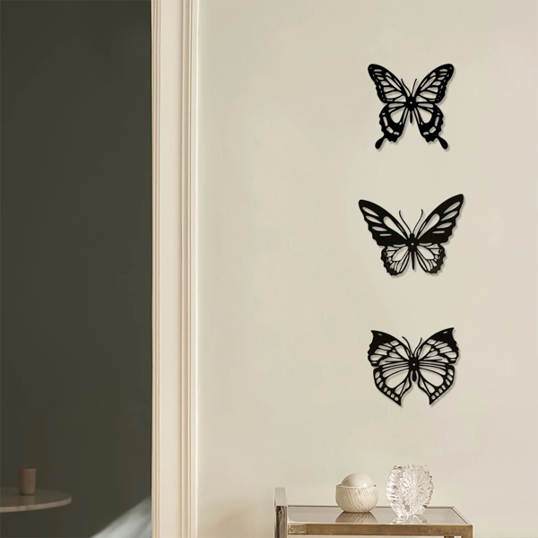CIFbuy 复古3件套蝴蝶墙饰金属艺术组合 卧室客厅装饰 (TikTok、temu下自提)-5