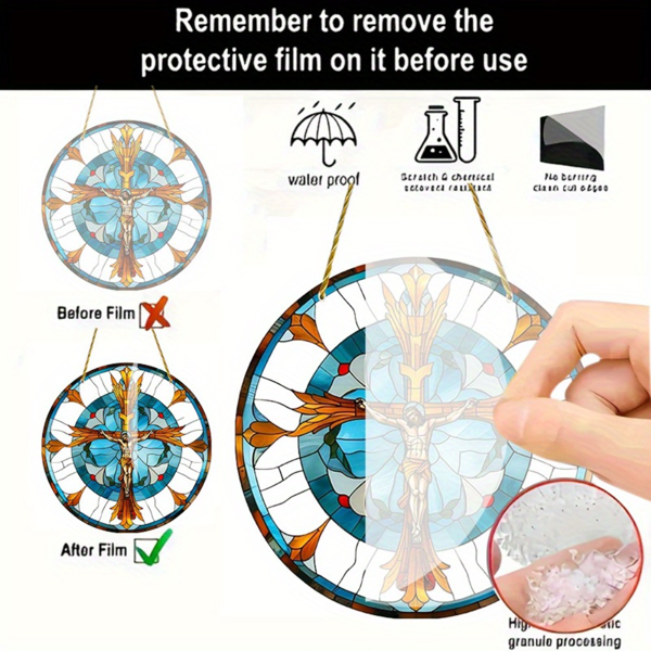 CIFbuy亚克力阳光捕捉十字架向日葵耶稣墙饰彩色玻璃效果易悬挂礼品（TikTok、temu下自提）-2