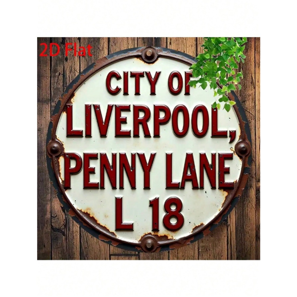 CIFbuy复古圆形金属装饰牌 利物浦便士巷复古设计(TikTok、temu下自提)-8