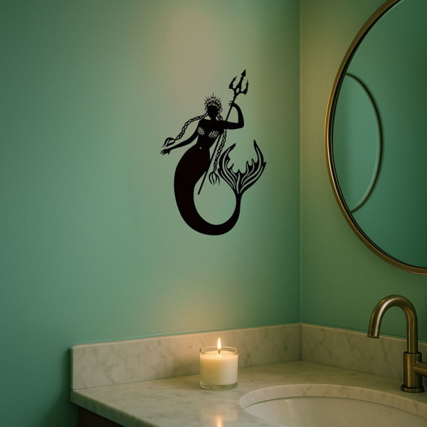 CIFbuy精美美人鱼与海王金属浮雕装饰画 神话亚特兰蒂斯手工艺墙饰 家居客厅玄关挂件(TikTok、temu下自提)-1