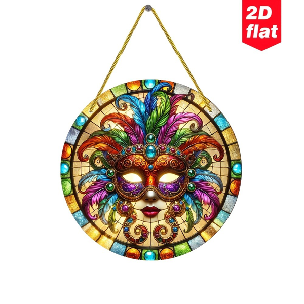 CIFbuy 七点八七英寸多彩亚克力羽毛面具窗门挂饰（TikTok、temu下自提）-4