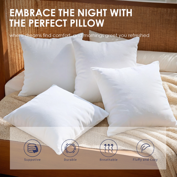 22英寸方形抱枕芯套装，兼具美观与实用性。饱满的造型能完美展现枕套的设计感，同时提供舒适的支撑功能。白色基础款易于搭配，适合放置在沙发、床铺或休闲椅等多种场景。-6