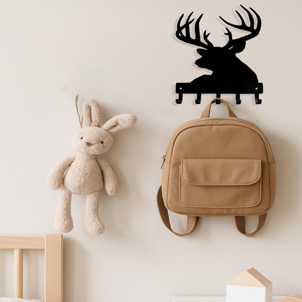 CIFbuy复古壁挂式置物架帽架木制羚羊头钩玄关走廊客厅卧室装饰(TikTok、temu下自提)-3