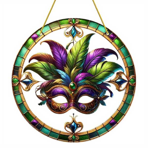 CIFbuy七彩太阳捕手窗挂亚克力花园装饰品轻质彩绘狂欢节面具礼品（TikTok、temu下自提）-4