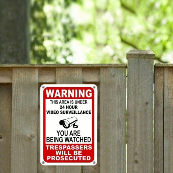 CIFbuy 全天候监控警示牌 坚固金属庭院安防标牌 室内外通用（TikTok、temu下自提）-3