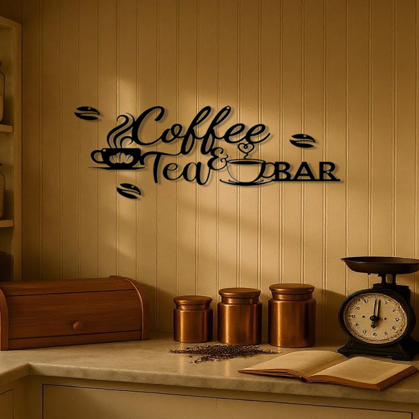 CIFbuy复古做旧铁制咖啡标识牌 乡村风格墙面装饰 适用于厨房浴室门廊等多场景（TikTok、temu下自提）-2