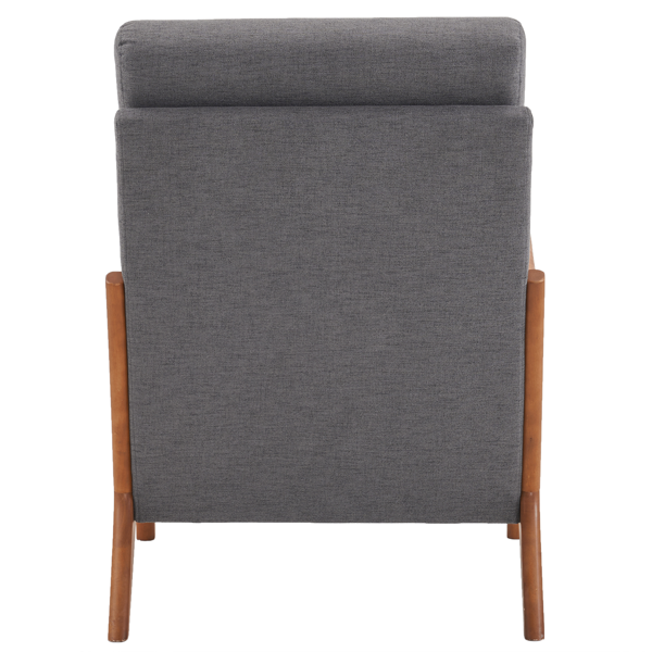 全拆 实木扶手 高背 靠背铁架麻布 深灰色 室内休闲椅-4