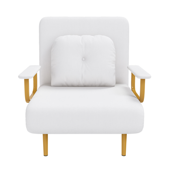 三合一折叠沙发床/可转换座椅 - 五档可调节靠背，带枕头，节省空间，适用于客厅、卧室和办公室（白色）