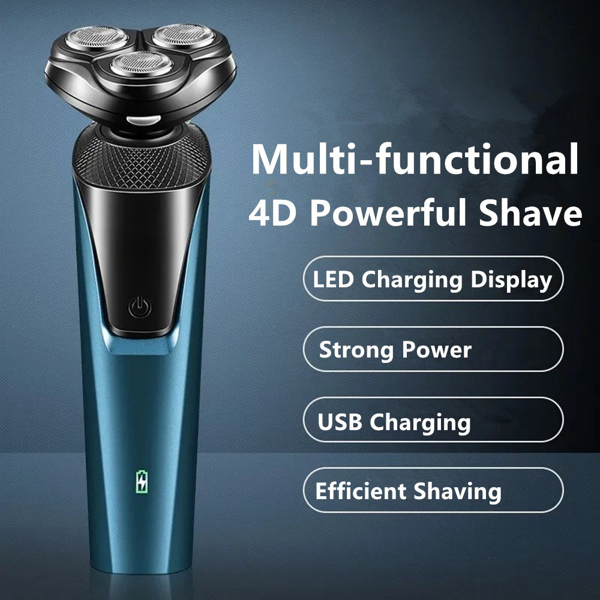 USB充电三合一男士专业多功能脸颊胡须修剪机男士鼻子头发修剪理发师剃须刀机蓝色 (物流仅支持发USPS，TK/TEMU仅自提)-10