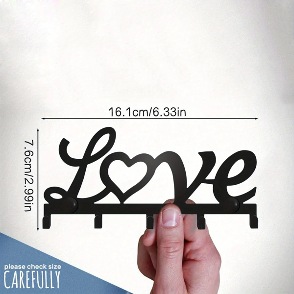 CIFbuy哥特风钥匙挂钩带5钩黑色墙上钥匙架简易安装入口玄关收纳(TikTok、temu下自提)-6