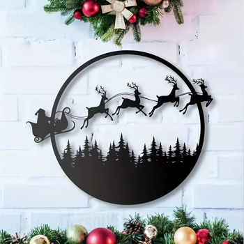 CIFbuy万圣节圣诞节双面24英寸金属墙面装饰挂件可翻转季节性家居饰品（TikTok、temu下自提）