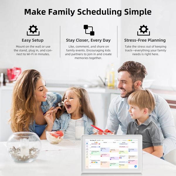 数字日历，15.6英寸电子墙面计划表与家务清单，触控式家庭日程管理器，支持日程安排、活动提醒及待办事项，含壁挂支架，智能日历完美适配2026年规划（白色边框款）-7