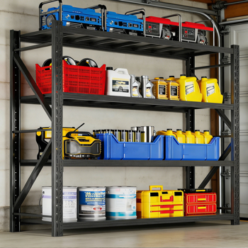 Temu 仅支持自提 重型车库货架单元64.5\\"H\\"67\\"W 21.6\\"D，5层钢制可调节金属储物架，3000磅工业货架，用于车库组织、地下室、仓库、车间、工具架