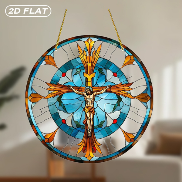 CIFbuy亚克力阳光捕捉十字架向日葵耶稣墙饰彩色玻璃效果易悬挂礼品（TikTok、temu下自提）-8