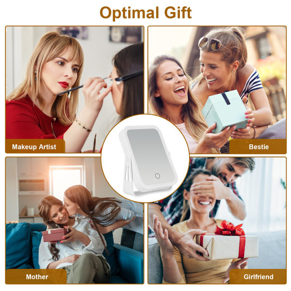 （自提可发加拿大，temu&tk下自提单）10 倍放大 LED 旅行化妆镜，三色调光双面镜带智能触控感应，USB 充电款 情人节送礼佳选-11