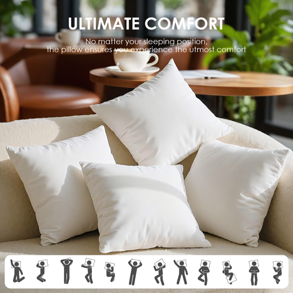 您家居装饰的空白画布。这套两只装白色抱枕芯（18x18英寸），品质上乘，形状规整。为您心爱的枕套提供完美内衬，或直接用于需要简约白色的角落。轻松适配沙发、床铺或飘窗。-7