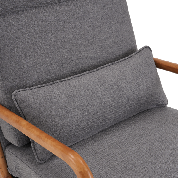 全拆 实木扶手 高背 靠背铁架麻布 深灰色 室内休闲椅-21