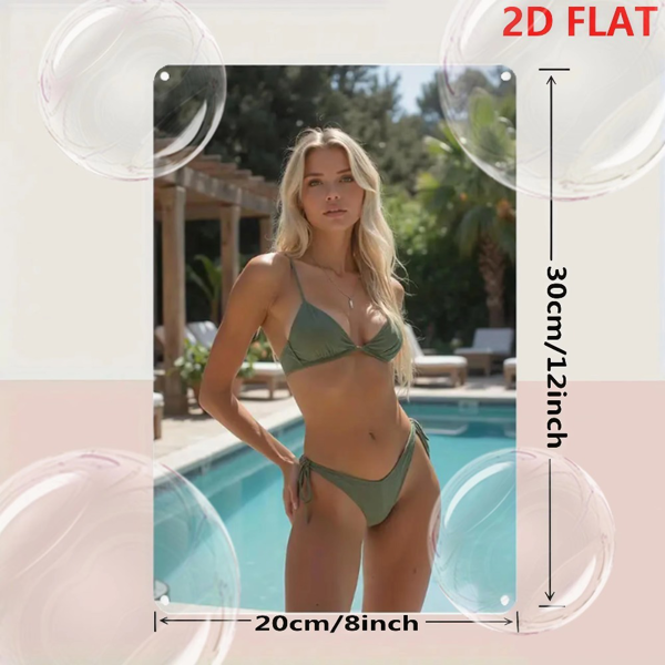 CIFbuy复古绿比基尼艺术金属墙饰 8x12英寸单件装 TikTok、temu下自提-1