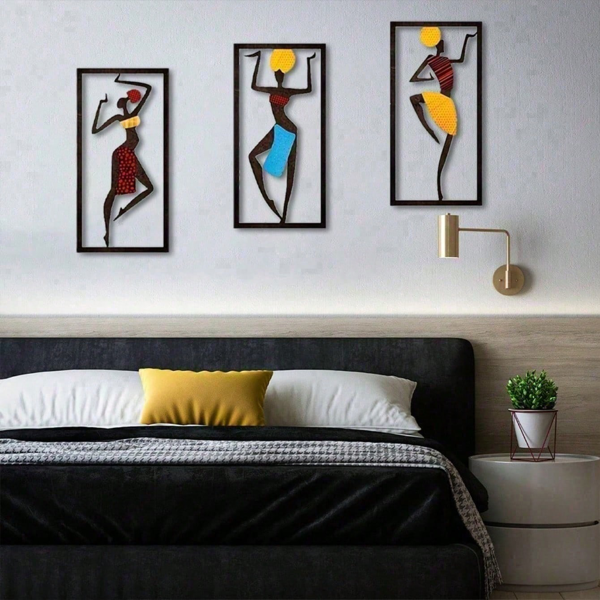 CIFbuy波西米亚编织壁挂非洲舞者艺术现代手工客厅卧室装饰(TikTok、temu下自提)-4