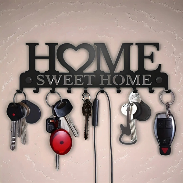 CIFbuy黑色墙壁钥匙挂钩置物架收纳架（TikTok、temu下自提）-4