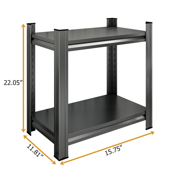 两层金属储物架，可调节隔板，金属书架，办公室垂直储物架，黑色，需要组装-3