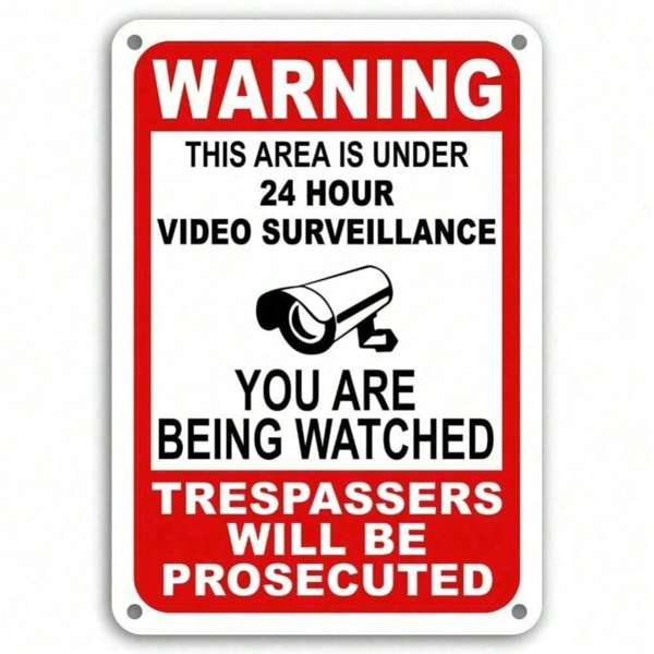 CIFbuy 全天候监控警示牌 坚固金属庭院安防标牌 室内外通用（TikTok、temu下自提）-6