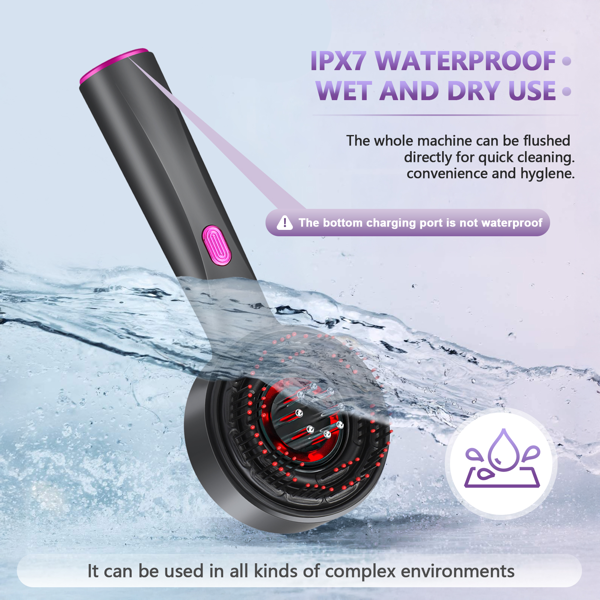 三合一头皮按摩器 促进头发生长 护发油涂抹器家用电动头皮刷 防水电动头部按摩器-灰色-5