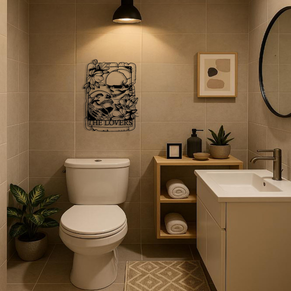 CIFbuy哥特风格骷髅双人金属墙艺复古锻铁墙雕塑适用于室内外客厅卧室庭院阳台花园(TikTok、temu下自提)-6