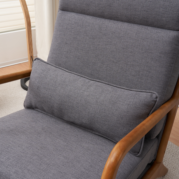 全拆 实木扶手 高背 靠背铁架麻布 深灰色 室内休闲椅-28