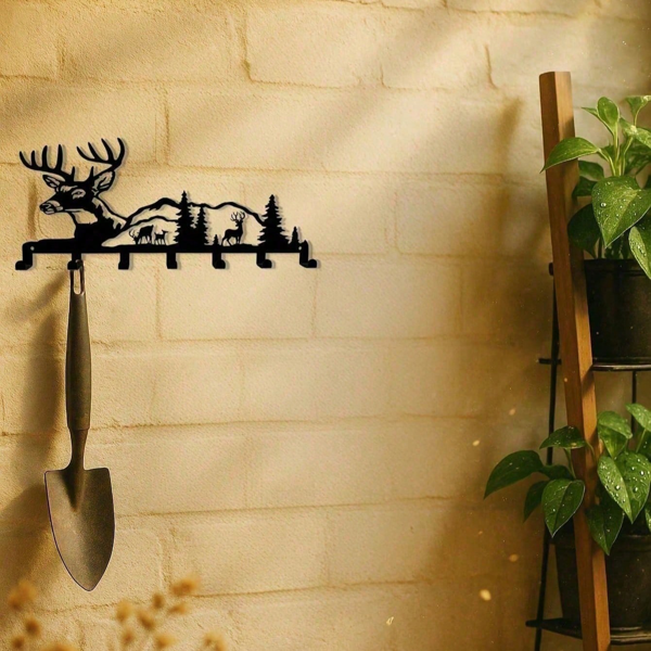 CIFbuy波西米亚风鹿头钥匙壁挂收纳架5挂钩玄关装饰节日礼物(TikTok、temu下自提)-5