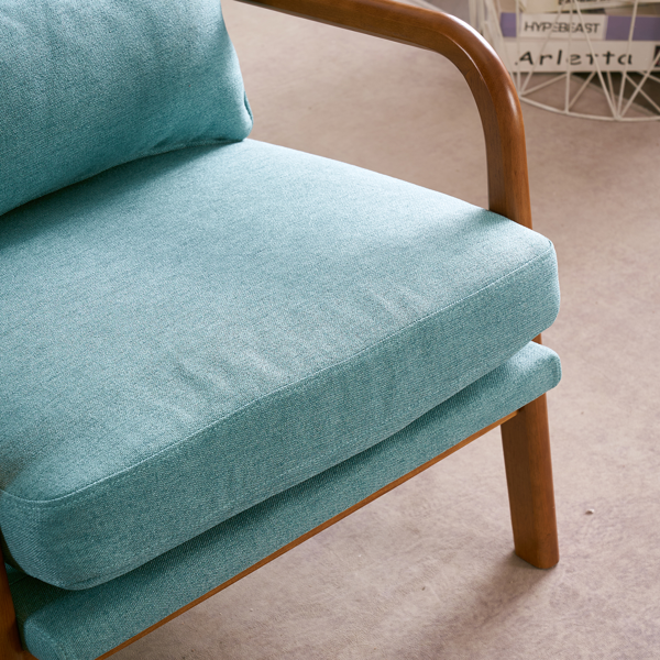 全拆 实木扶手 高背 靠背铁架麻布 青色 室内休闲椅-30