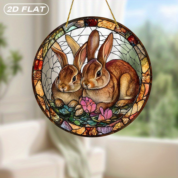 CIFbuy亚克力彩色花卉兔子窗饰 室外花园庭院装饰(TikTok、temu下自提)-8