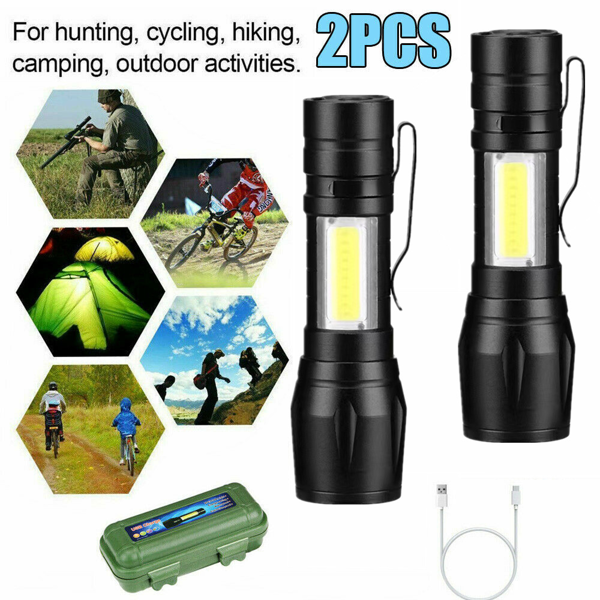 2 套可充电式小型LED手电筒野营手电筒工作灯 (物流仅支持发USPS，TK/TEMU仅自提)-6