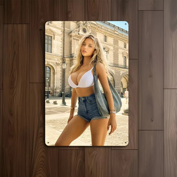 CIFbuy 耐用铝制8x12英寸经典金发模型壁画 酒吧车库咖啡馆装饰 TikTok、temu下自提-1