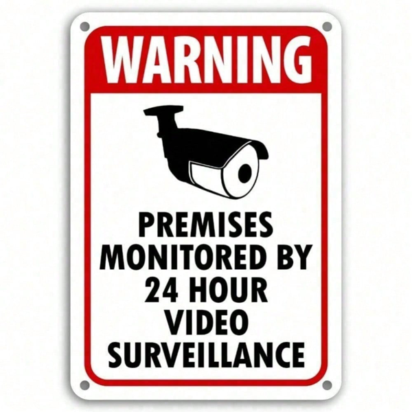 CIFbuy 24/7 实时视频监控警示牌 家用商用防盗安全金属标牌 (TikTok、temu下自提)-6