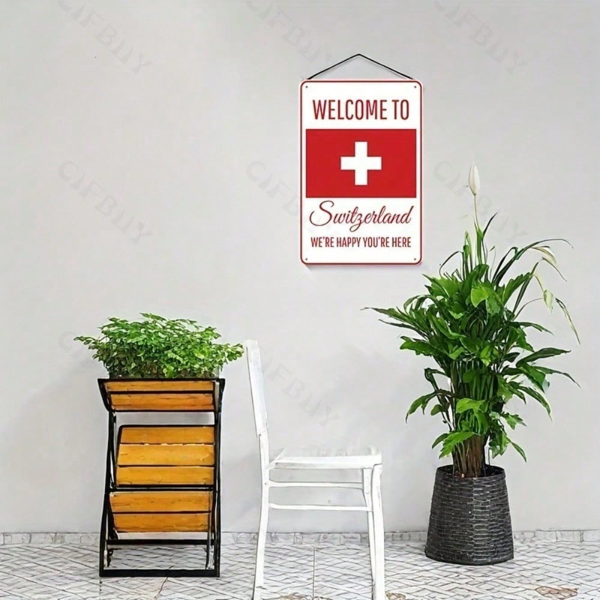 CIFbuy瑞士国旗金属墙饰 厨房酒吧咖啡馆车库装饰铝制防水标志牌（TikTok、temu下自提）-7