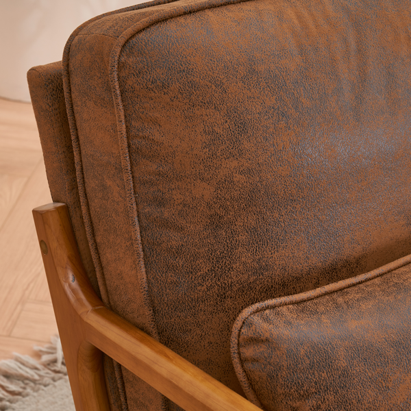 【同款编码：74986499】橡木扶手 单人休闲椅 橡木 软包 烫金布 橙色 室内休闲椅-23