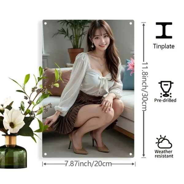 CIFbuy白色女士棕色半身裙金属墙饰（TikTok、temu下自提）-3