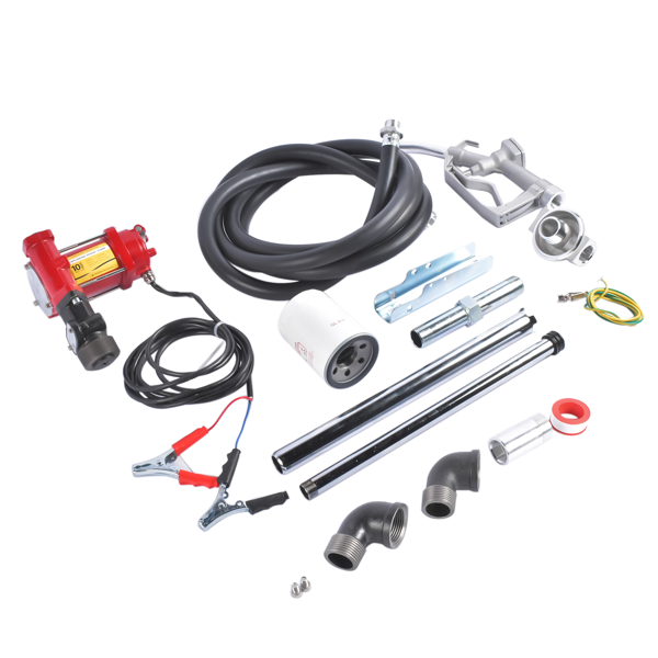 抽油泵 High Flow 10GPM 12V Fuel Transfer Pump Cast Iron with Hose & Manual Nozzle Kit for Gasoline Diesel Kerosene-5
