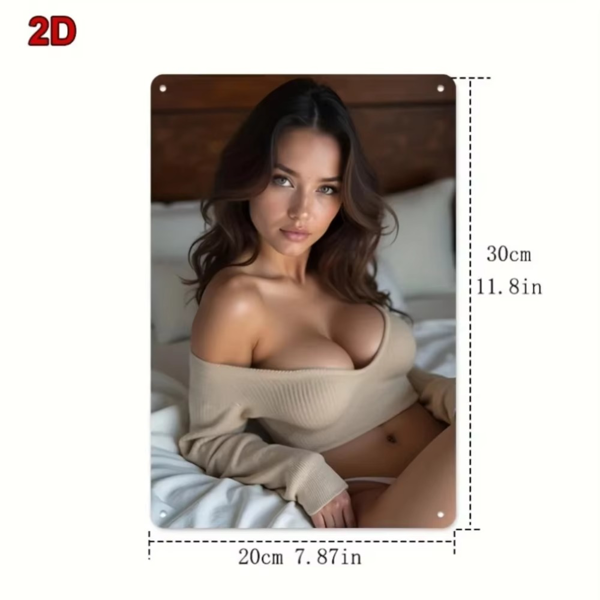 CIFbuy怀旧金属女郎装饰画 8x12英寸 铝制复古墙画 客厅卧室店铺装饰（TikTok、temu下自提）-4