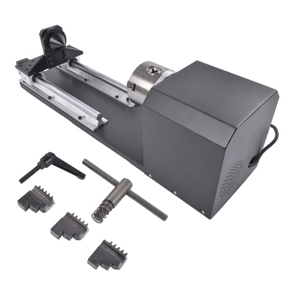 旋转轴 Rotary Axis with 3-Jaw Chuck for 50W 60W 80W 100W 130W CO2 Engraver 4.2A 1.68V 1:2 2-Phase for DM542 and DM556 Wood and More-5