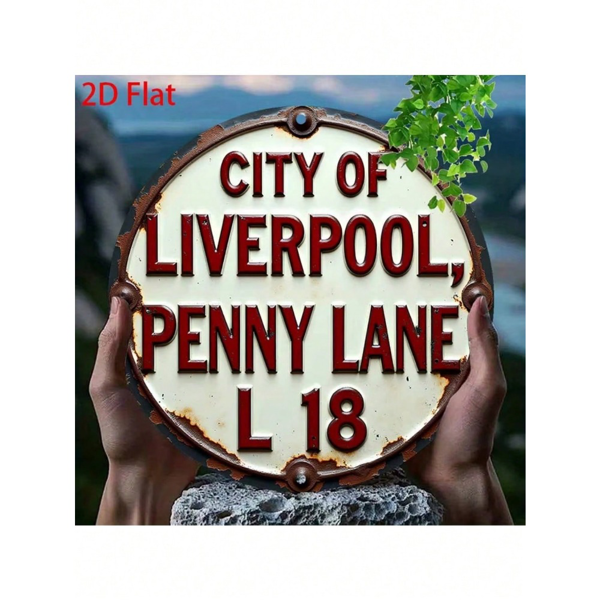 CIFbuy复古圆形金属装饰牌 利物浦便士巷复古设计(TikTok、temu下自提)-3