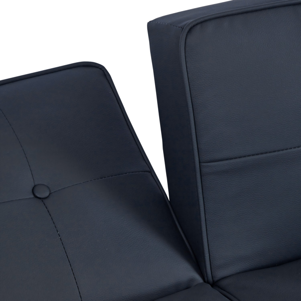 现代 PU 皮革沙发｜可调节倾斜靠背簇绒沙发｜木脚+金属支撑脚客厅休闲沙发-15