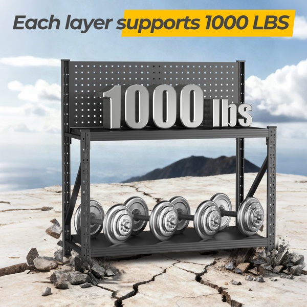 Temu仅支持带钉板的自提式工作台、带轮子可调货架的重型3000磅工作台、工具车、车库仓库工作台47.2英寸高*47.09英寸宽*19英寸深-4