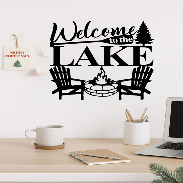 CIFbuy现代抽象湖泊防水防锈铁制墙饰客厅卧室办公室庭院装饰(TikTok、temu下自提)-4