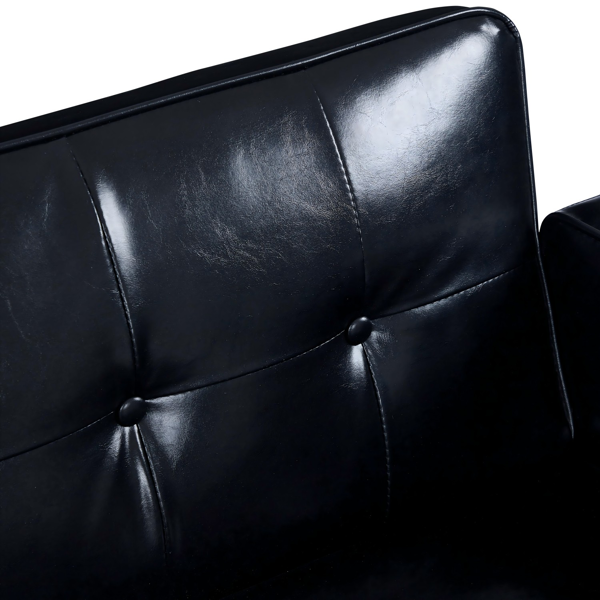 现代 PU 皮革沙发｜可调节倾斜靠背簇绒沙发｜木脚+金属支撑脚客厅休闲沙发-15